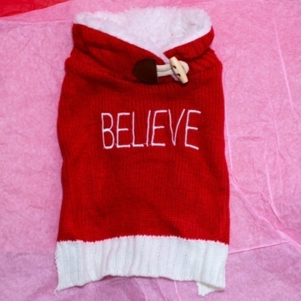 🅽🅴🆆 Xmas Christmas BELIEVE dog sweater for teacup toy small breed dogs, XS